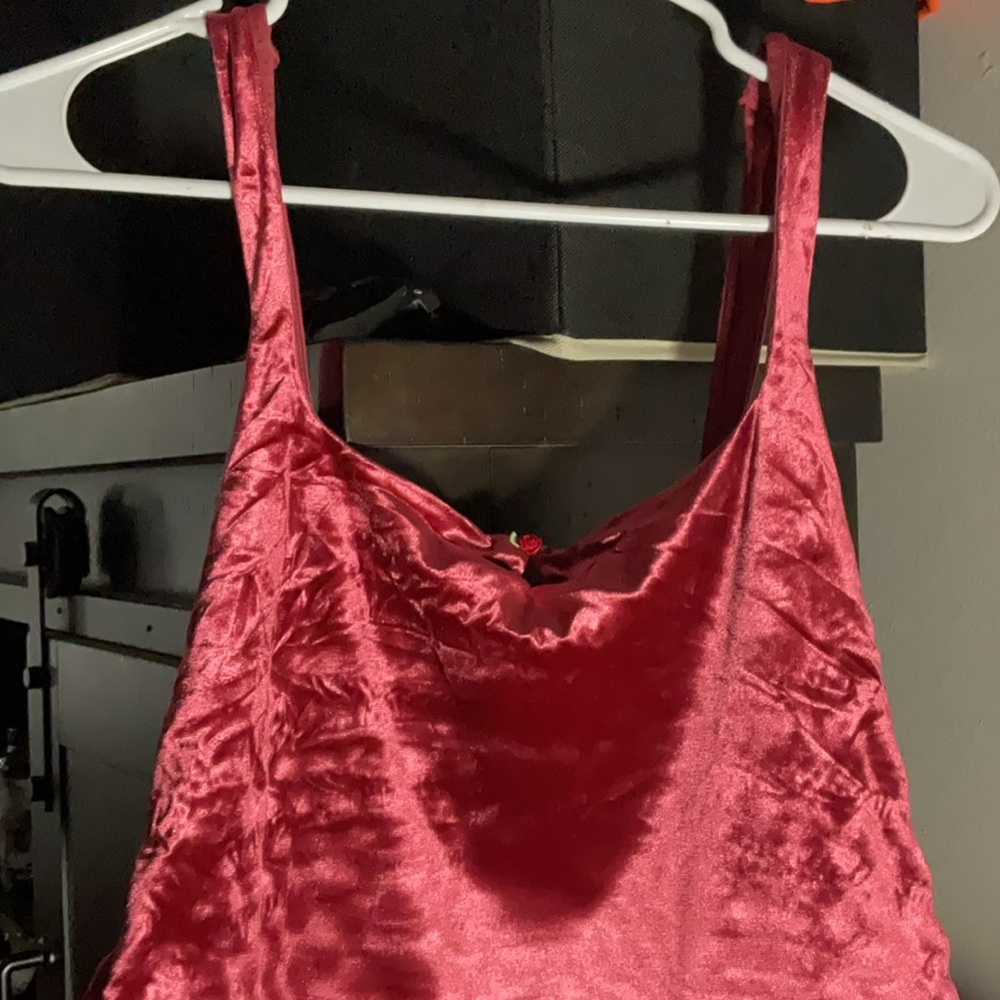 Satin Red Sleeveless Top